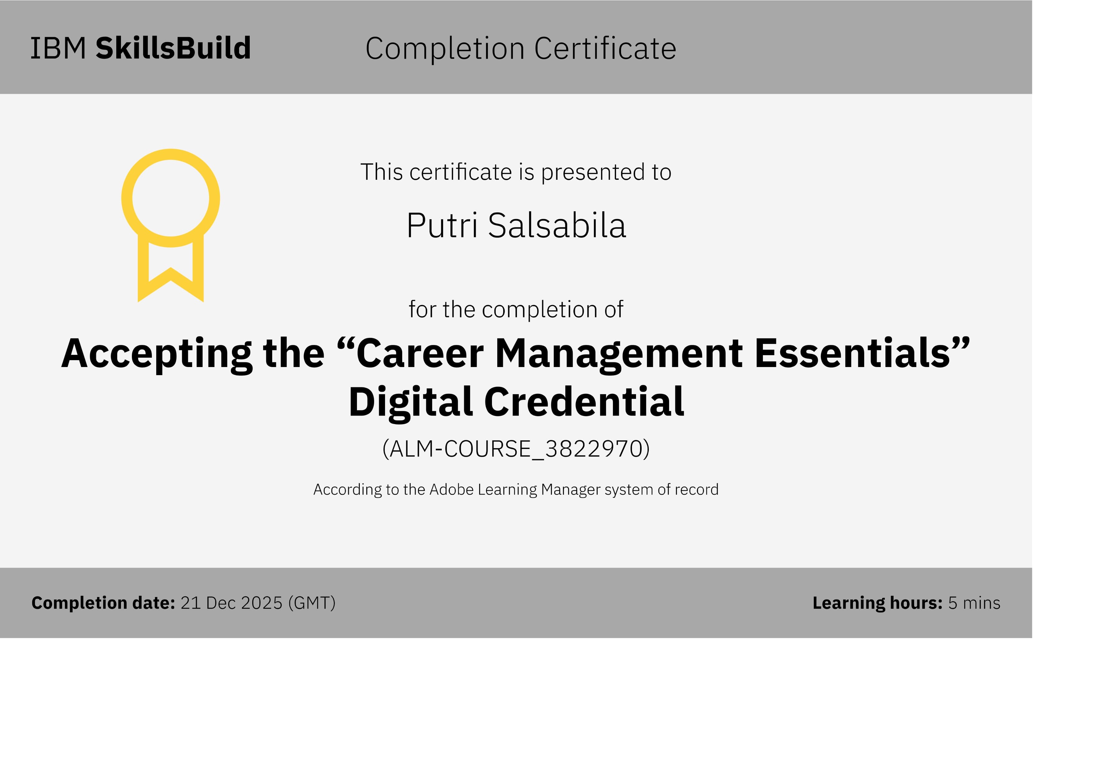 Career Management Essentials Digital Credential